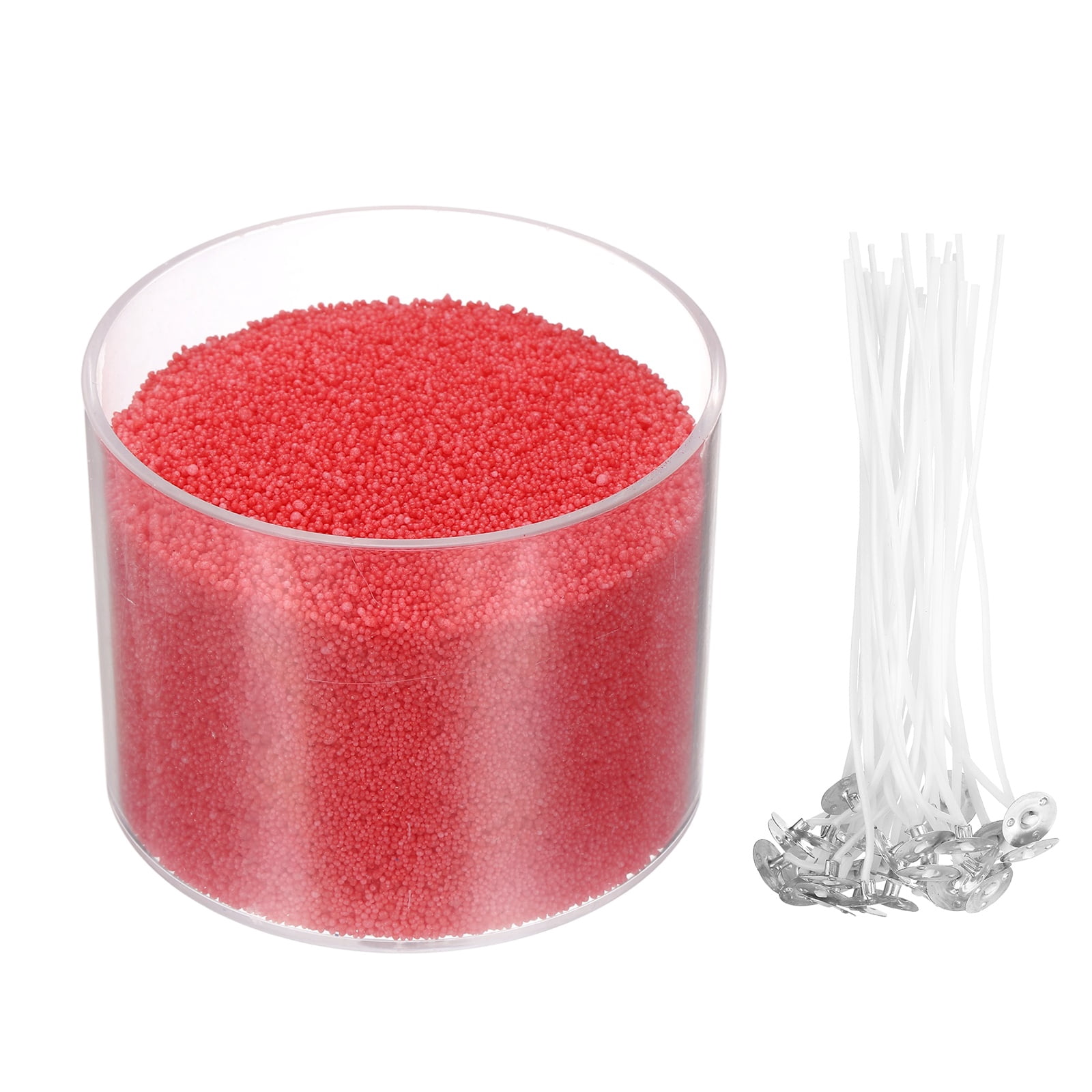 Pearled Sand Candles with 50 Pcs Wicks 21Oz / 600g Candle Beads Refillable Powder Sand Wax Making Kit for Thanksgiving Christmas Wedding Party DIY Home Crafts, Red