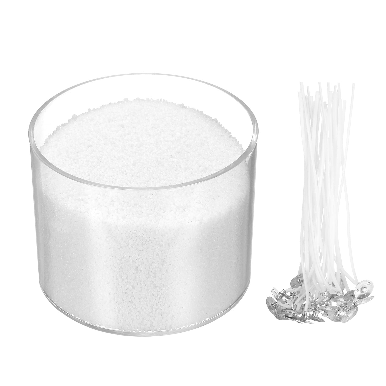 Pearled Sand Candles with 50 Pcs Wicks 21Oz / 600g Candle Beads Refillable Powder Sand Wax Making Kit for Thanksgiving Christmas Wedding Party DIY Home Crafts, White