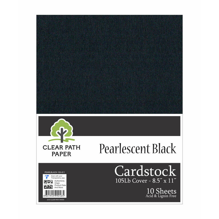 Pearlescent Black Cardstock - 8.5 x 11 inch - 105Lb Cover - 10 Sheets -  Clear Path Paper