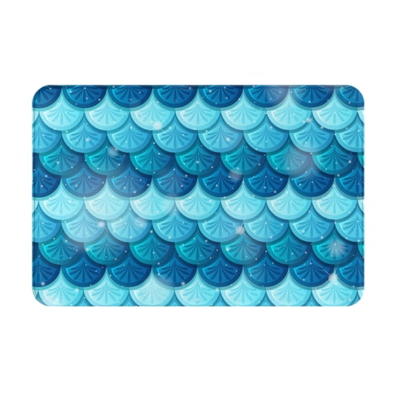 Pearlescent Mermaid Scales Fish Scale Doormat Non Slip Front Door Bathroom Bath Mats Entryway Rug 23.6x15.7 Inch Indoor Door Carpet