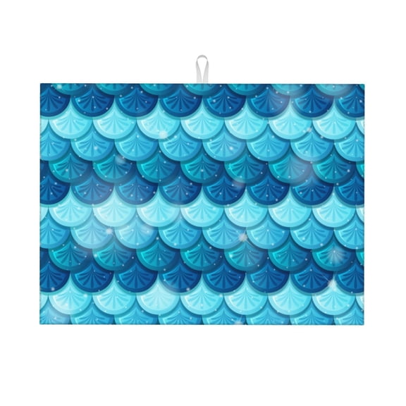 Pearlescent Mermaid Scales Fish Scale Large Kitchen Drying Mat 18x24 Inch Ultra Absorbent Dish Drying Mats Foldable Countertop Protector