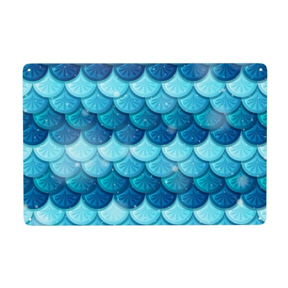Pearlescent Mermaid Scales Fish Scale Metal Tin Sign Garden Signs Kitchen Wall Art Decoration Home Decor 8X12Inch
