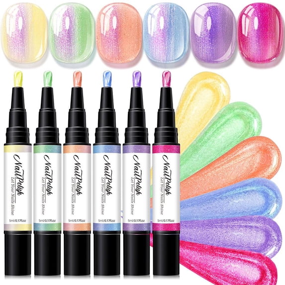 Pearlescent Nail Polish Pen Set for Diy Nail Art with Shimmer Finish and Precision Control Tip, 5ml Each