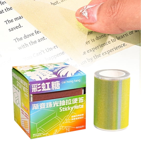 Pearlescent Pull-out PET Transparent Sticky Notes, 5 Gradient Color No Residue Full Adhesive Memo 126 Sheets for Book Journal Laptop Student Office Annotation,2.83"×2.01",1PC,Blue