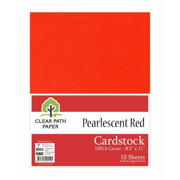 Pearlescent Red Cardstock - 8.5 x 11 inch - 105Lb Cover - 10 Sheets - Clear Path Paper