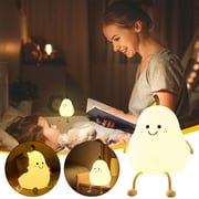 Pearlight for Soil,Led Children Night Light,Cute Smile Pear-Shape Night Light Soft Silicone Night Light with Touch Sensor 7 Colors Bedside Lamp Bedroom Decoration Night Light Girl Gift
