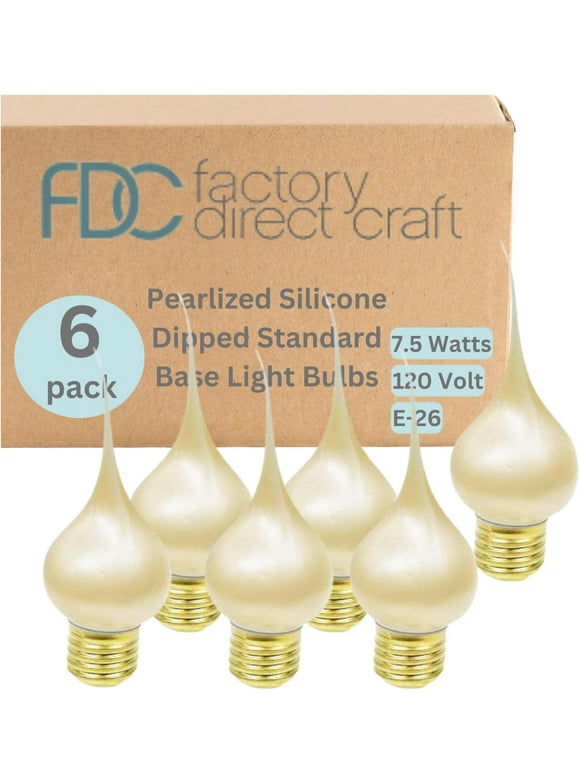 Pearlized Silicone Dipped Standard Base Incandescent Light Bulbs - 7.5W, 120V, UL Listed - Set of 6 for Charming Primitive Accents and Stylish Home Décor Standard E-26