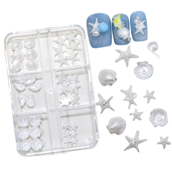 Pearlized Starfishes Seashells Nails Art Embellishments Light Resin Crafts Nails Charms For Professional Home Manicures
