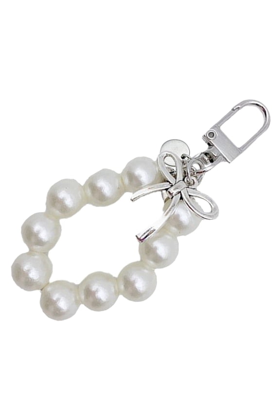 Pearls Bead Keychain Elegant Bowknot Pendant Keyring Butterfly Knot Chain Portable Keyrings Accessory for Women