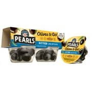 Pearls Black Pitted Large California Ripe Olives, 4 pack, 1.2 oz. Cup. Major Allergens Not Contained.