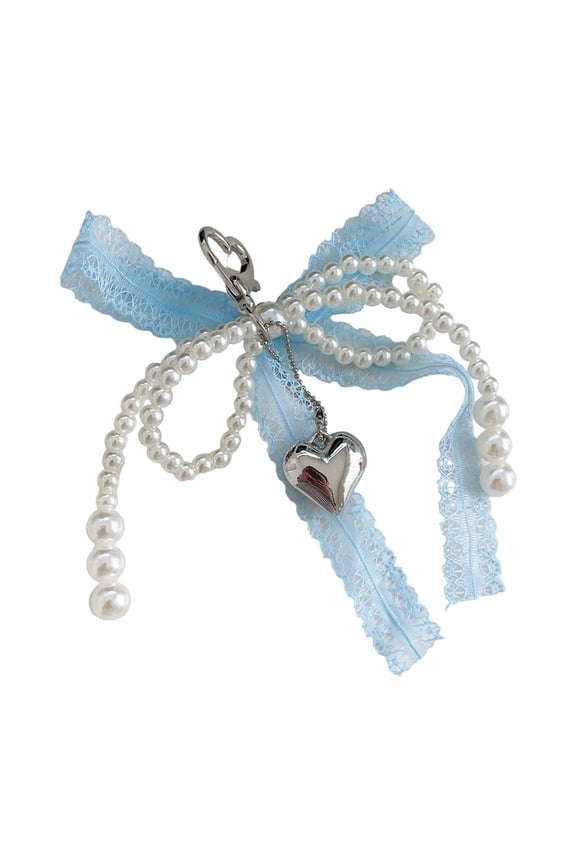 Pearls Bows Bag Charm Pendant Aesthetic Purse Charm Aesthetic keychains Keyring for Women Backpack Handbag Decors