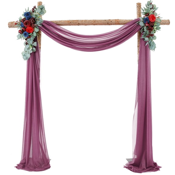 Pearls Chiffon Wedding Arch Backdrop Elegant Arch Curtain For Wedding Decoration