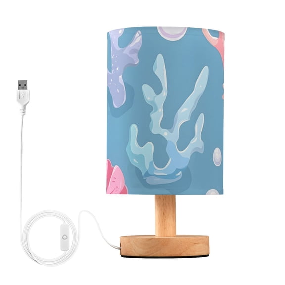 Pearls Corals Shells Cute Table Lamp with USB Port LED Warm Light Lamp Night Light Home Decor