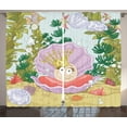 thumbnail image 1 of Ambesonne Cartoon Curtains 2 Panel Set, Pearl on Shell, 108" x 90", Multicolor, 1 of 3
