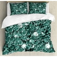 thumbnail image 1 of Pearls Duvet Cover Set, Crystal Clear Balls Coins Pattern Never Ending Liquid Objects Monochrome Design Print, Decorative 3 Piece Bedding Set with 2 Pillow Shams, Calking Size, Teal, by Ambesonne, 1 of 3