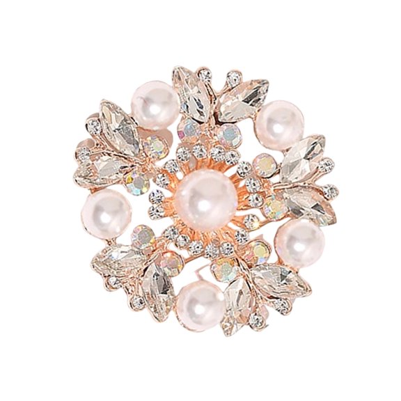 Pearls Flower Brooch With Rhinestones Versatile Scarf Clip For Dresses Coats Jackets Elegant Gift