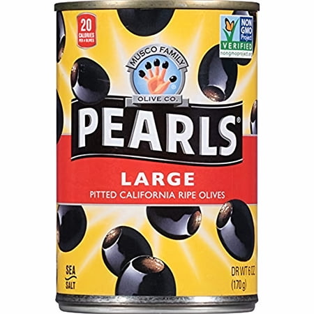 Pearls Large Pitted Ripe Black Olives, 6 oz Can (Pack of 18)