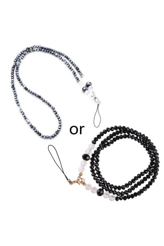 Pearls Long Neck Strap Lanyard KeyRing Keychain Holder Necklace For Mobile Phone