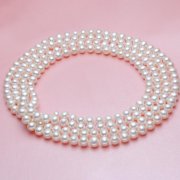 SHARPLACE Pearls Long Necklace Beige Glass Strand Beads Costume Jewelry Gift for 180cm