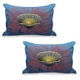 thumbnail image 1 of Pearls Quilted Pillowcover Set of 2, Giant Majestic Unique Pearl Mussel and Ivy Coral Deep down in the Sea Art Print, Standard Queen Size Pillow Cover Bedroom, 30" x 20", Blue Red Yellow, by Ambesonne, 1 of 1