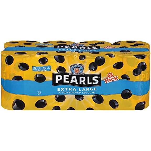 Pearls Extra-Large Pitted Ripe Black Olives, 6 Ounce (Pack Of 8)