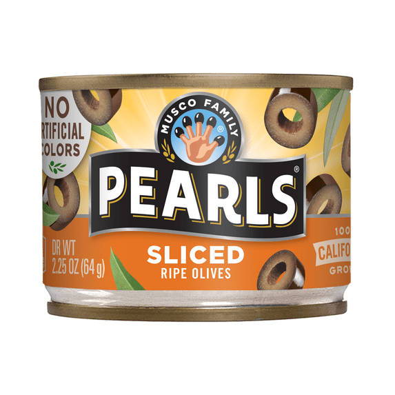 Pearls Sliced California Ripe Olives 2.25 oz. Can with No Artificial Colors and Allergens
