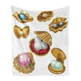 thumbnail image 1 of Pearls Soft Flannel Fleece Throw Blanket, Open Shells Different Type of Shapes Wealth Gemstone of the Sea Print, Cozy Plush for Indoor and Outdoor Use, 50" x 70", Multicolor, by Ambesonne, 1 of 5