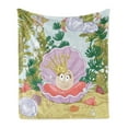 thumbnail image 1 of Pearls Soft Flannel Fleece Throw Blanket, Princess Pearl in Clam Crown Tiara Reef Print Baby Girl Nursery Print, Cozy Plush for Indoor and Outdoor Use, 70" x 90", Multicolor, by Ambesonne, 1 of 5