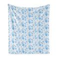 thumbnail image 1 of Pearls Soft Flannel Fleece Throw Blanket, Seashells Diagonal Pattern Nautical Elements Marine Inspired Animals of the Ocean, Cozy Plush for Indoor and Outdoor Use, 50" x 70", Blue White, by Ambesonne, 1 of 6