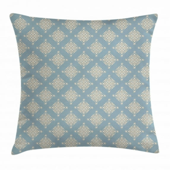Pearls Throw Pillow Cushion Cover, Abstract Swirled and Curved Lines Symmetrical Design Elements Vintage Royal, Decorative Square Accent Pillow Case, 24 X 24 Inches, Slate Blue Gold, by Ambesonne
