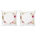 thumbnail image 1 of Ambesonne Exotic Throw Pillow Cover 2 Pack, Seashells Flower Star, 24", Beige Fuchsia, 1 of 5