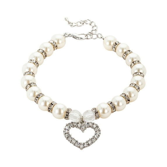 Pearls and Adjustable Pet Collar with Chain and Cats