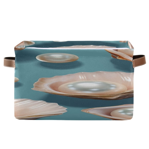 Pearls in The Clam Square Storage Bins with Handles Collapsible Containing Box 1 Pack