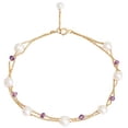 thumbnail image 1 of Pearls of the Orient Fine Double Chain Freshwater Pearls and Amethyst Bracelet - Purple/White/Gold, 1 of 1