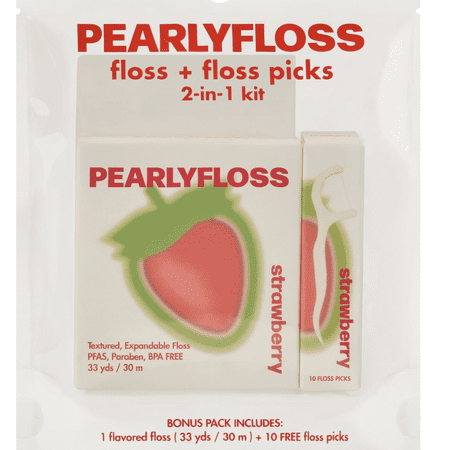PearlyFloss Strawberry Dental Floss and Picks Kit