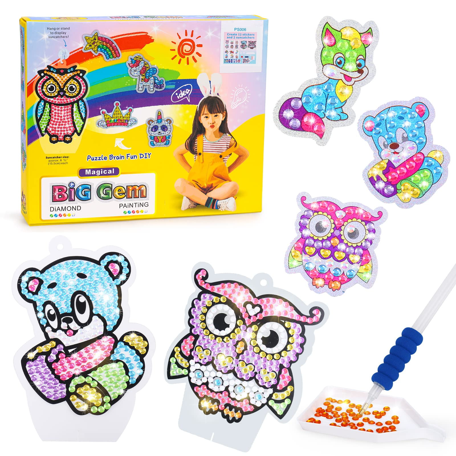 Gem Art, Kids Diamond Painting Kit with Big 5D Gem Arts & Crafts for Girls  Age