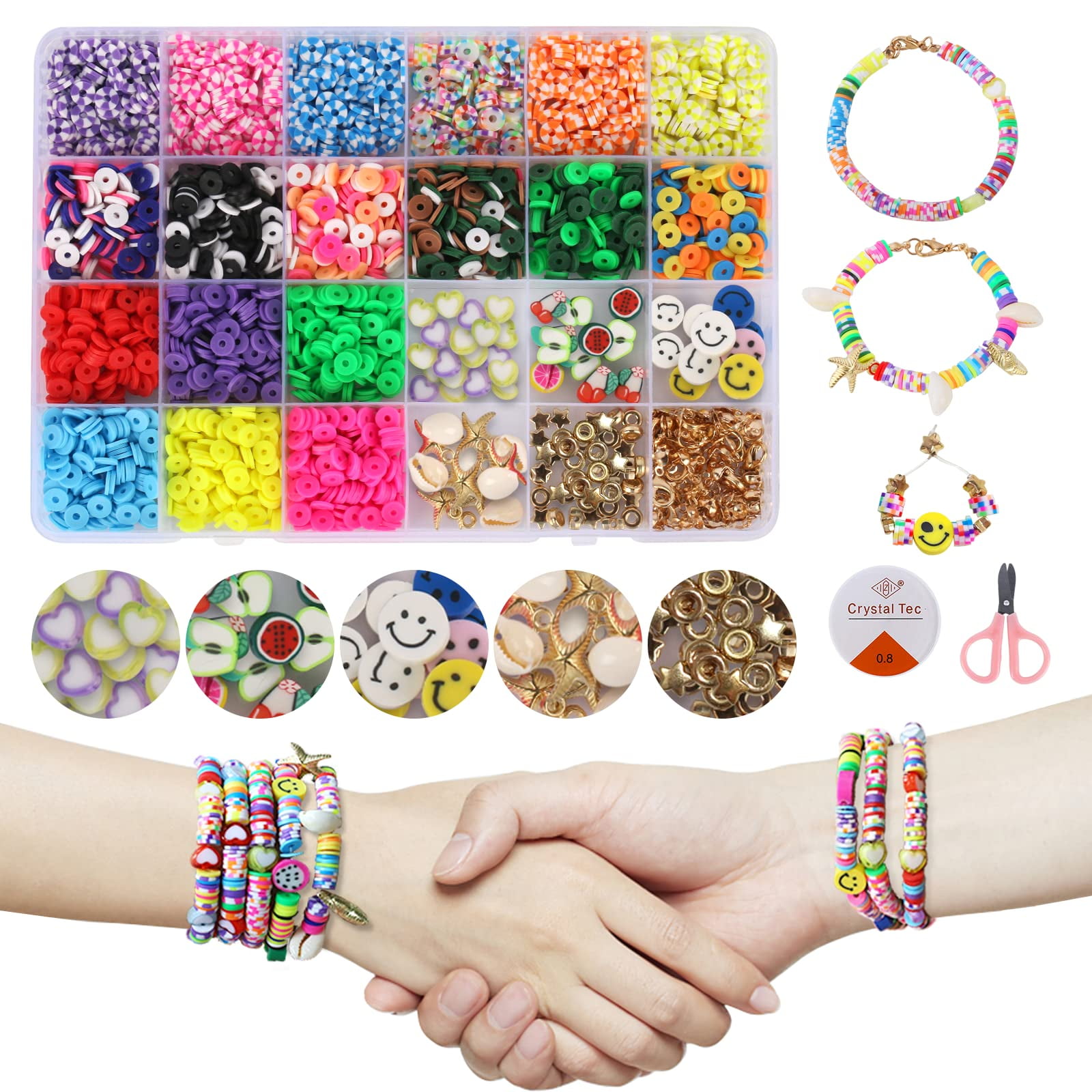Pearoft Clay Beads Bracelet Making Kit Gifts for 7-12 Years Old Teenage Girls, 8 9 10 11 12 Year Old Girl Gifts Beads for Making Jewellery, Jewelry