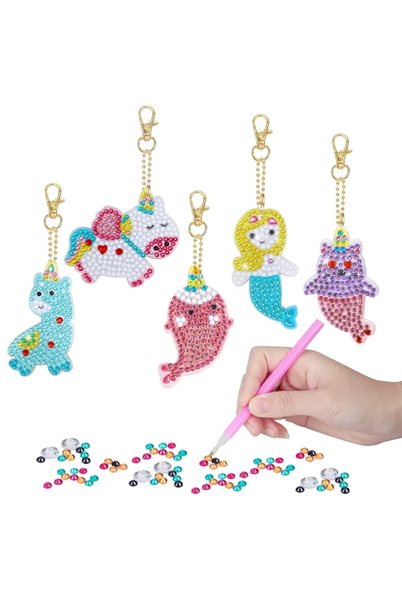 Gem Painting Kits for 8-12 Year Old Girls Kids, Arts and Crafts for Kids Age 6-8 Mermaid DIY Color Stickers Keychain for 9-12 Year Old Girl Toddler Easter Birthday Gifts