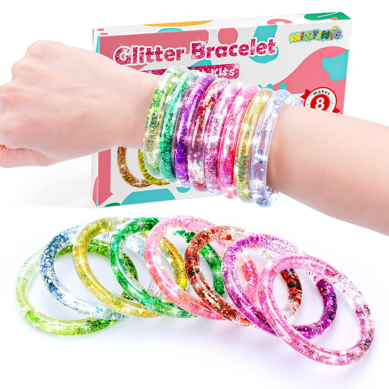Pearoft Gift for 5 6 7 8 Year Old Girls Kids Craft Kits Girl Toy Age 6-8  Arts and Crafts for Kids Bracelet Making Craft for Girl Liquid Glitter