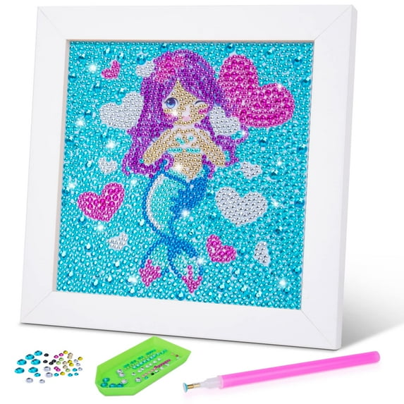 Pearoft Gifts for 6 7 8 9 10 11 Year Old Girls Art and Craft Kits for Kids 8-12 Birthday Gifts Toys for Girls Mermaid Painting Kits for Children Paint by Number Supplies Present for Kids