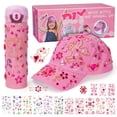 thumbnail image 1 of Pearoft Kids Gift for Girls Age 5 6 7 8 9 10 11 Years Old Birthday Presents for Kids, DIY Water Bottle and Baseball Cap Crafts Set for 6+ Girls Decorate Your Own Water Bottle with Glitter Gem Stickers, 1 of 8