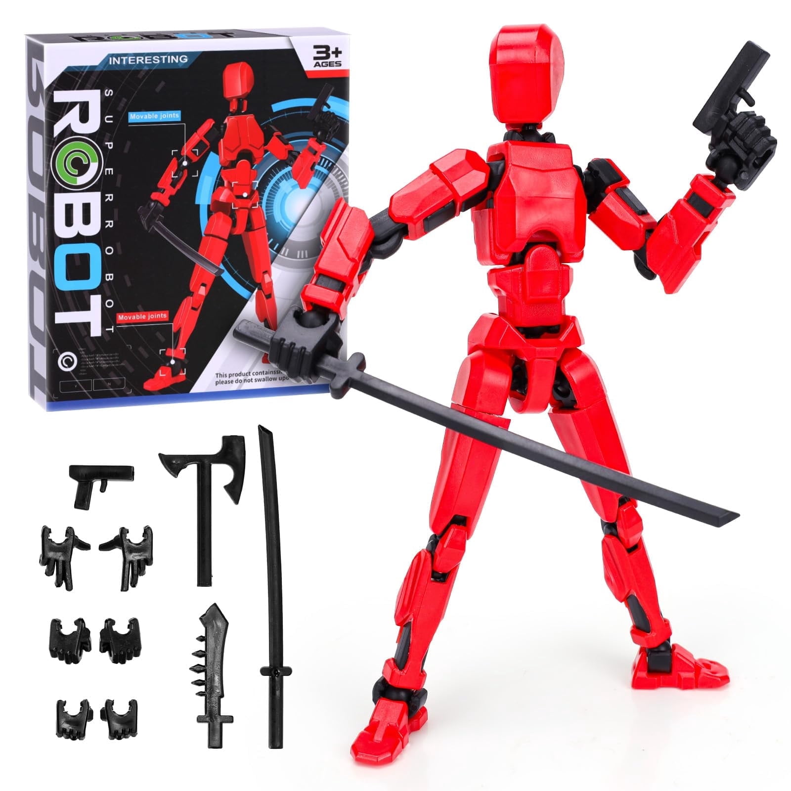 pearoft Kids' Robot Action Figure, Multi-Jointed Movable Toy