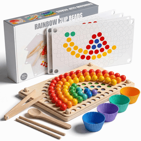 Pearoft Montessori Learning Toys for 3 4 5 Year Old Toddlers Wooden Rainbow Stacking Sorting Games for 1-3 Year Old Kids, Ideal for Fine Motor and Math Skills Development Wooden Peg Board Bead Game