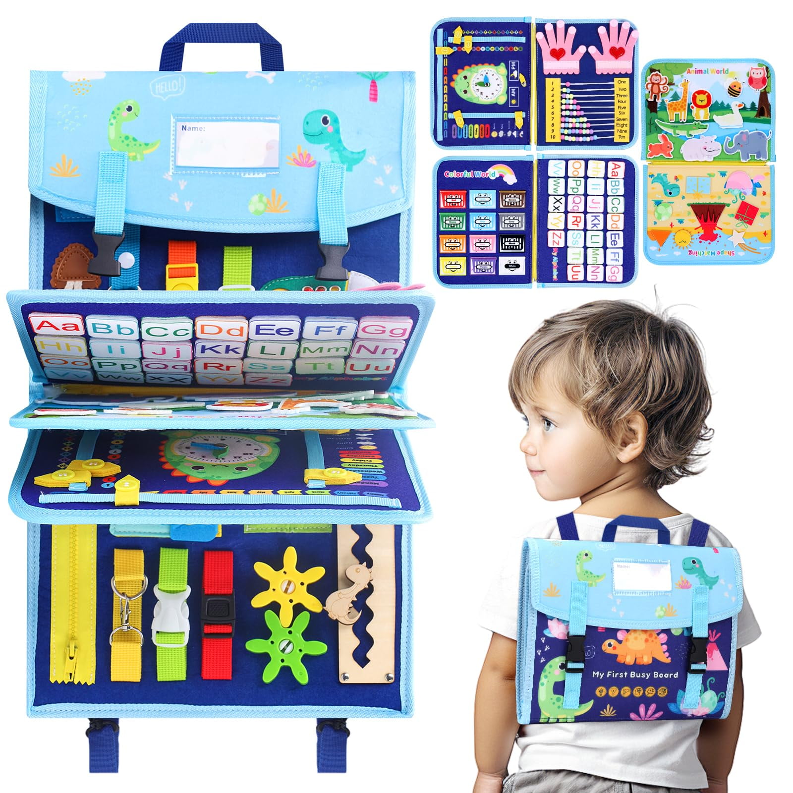 Pearoft Sensory Toys for Toddler Boys Age 13, Busy Board Bag Travel