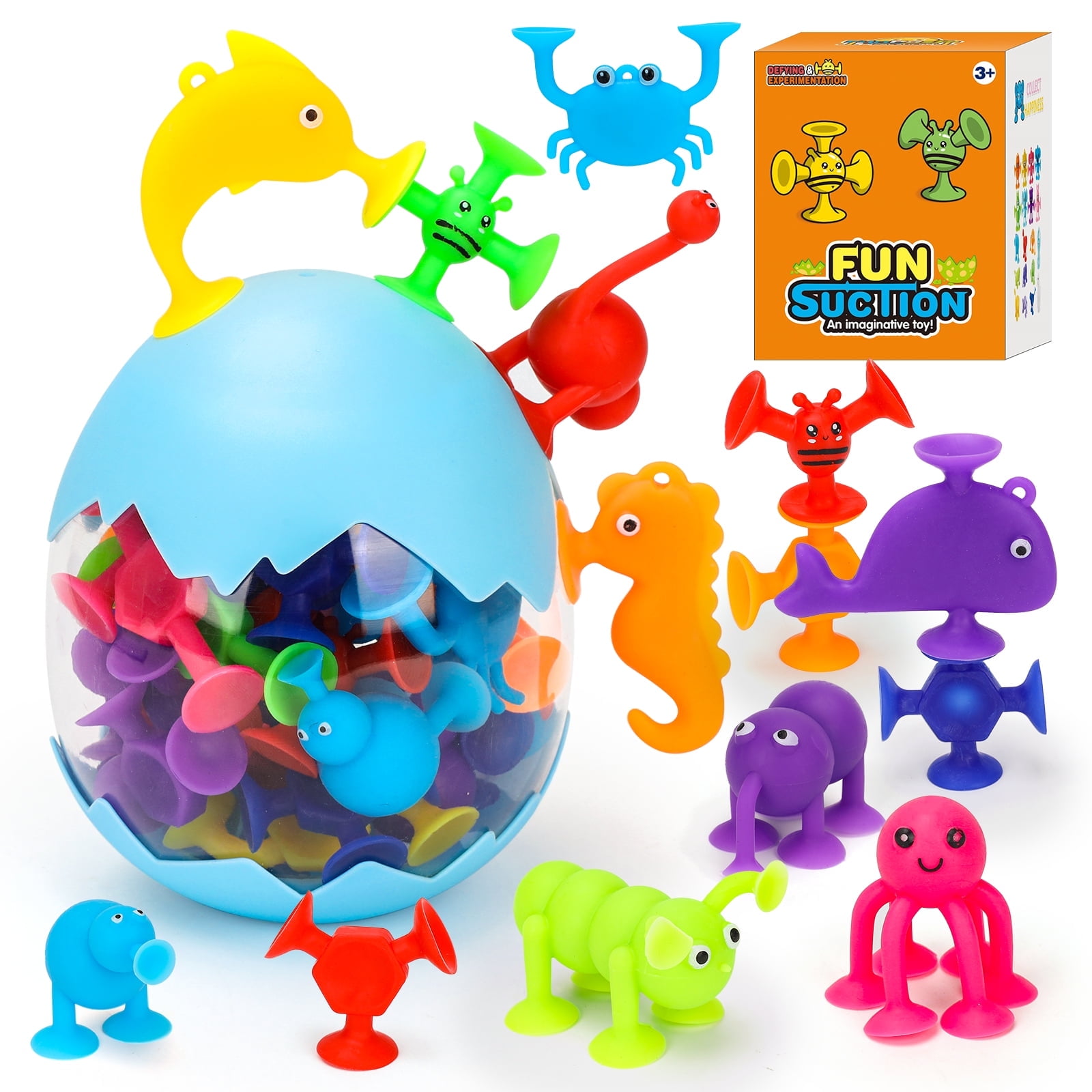 Pearoft Suction Toys, Baby Bath Toys for Kids 3-5 30Pcs Sensory Toys for Boys Girls Toddler Fat Brain Toys Travel Games for Ages 4 5 6 7 Kids Baby Toys Suction Cup Toys Gifts for Kids 3-7 Year Old