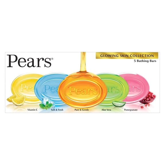 Pears Glycerin Bath Bars, Pure & Gentle, Aloe Vera, Pomegranate and Vitamin C, 5 Bars, 22.05 oz