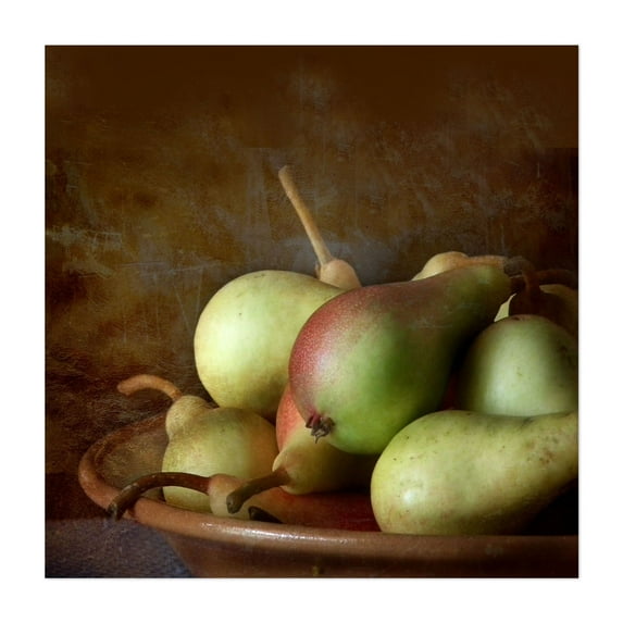 Pears On A Plate - Photography Fruit Kitchen Decor Rustic Farmhouse Vintage Botanical Unframed Wall Art Print 12 x 12 inches