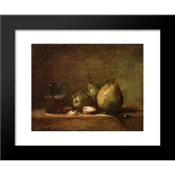 Pears, Walnuts and Glass of Wine 20x24 Framed Art Print by Jean-Baptiste-Simeon Chardin