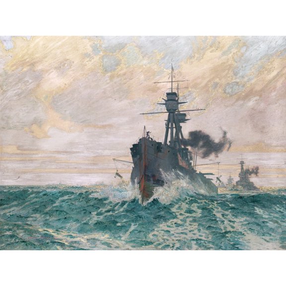 Pears Warship Streaming Mines WWI War Painting Extra Large XL Wall Art Poster Print