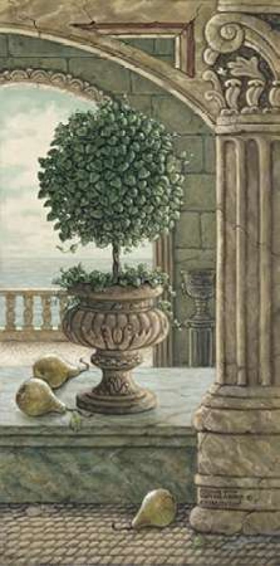 Pears and Topiary Canvas Art - Janet Kruskamp (24 x 48)